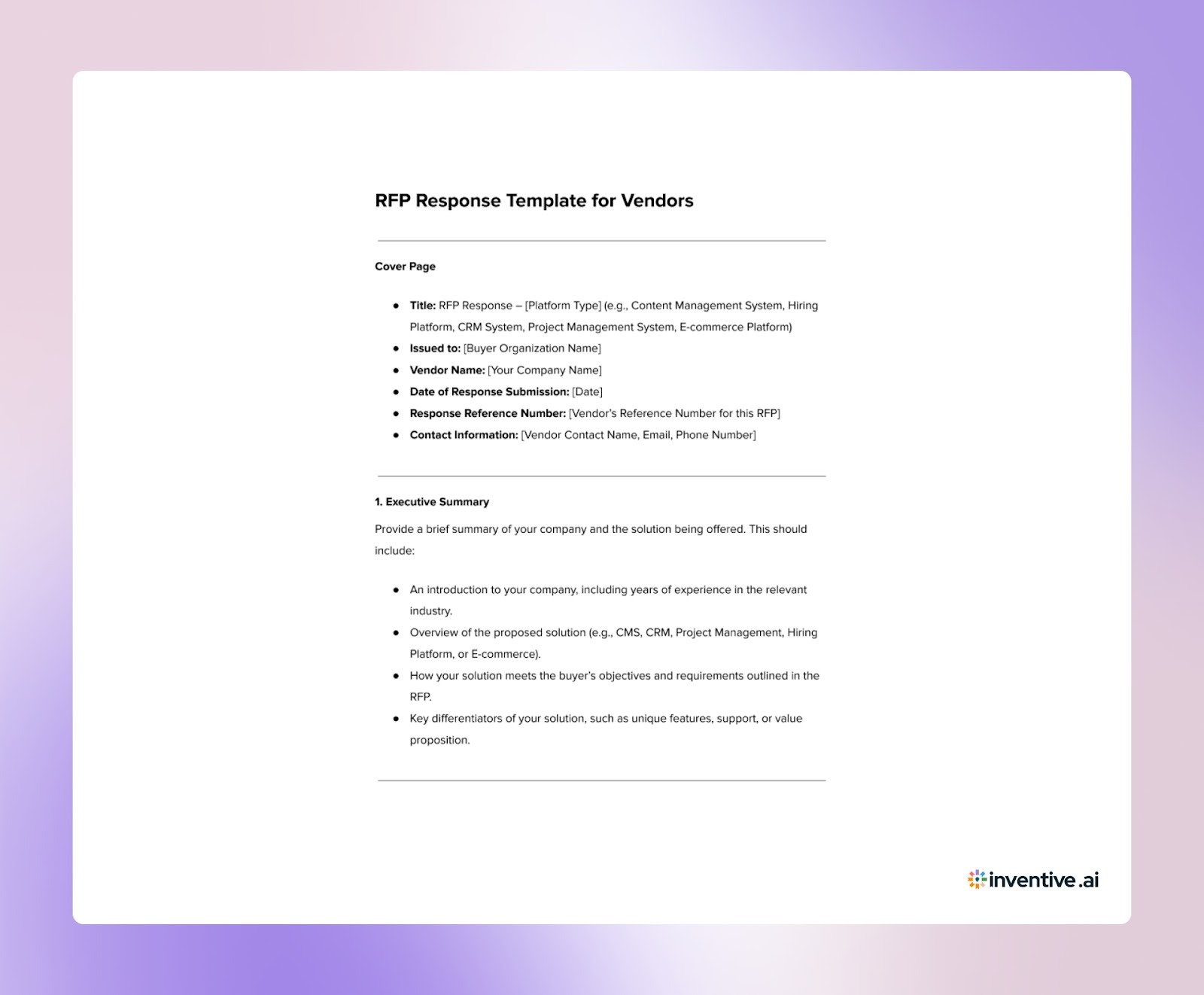 A Custom Response Template for Vendors