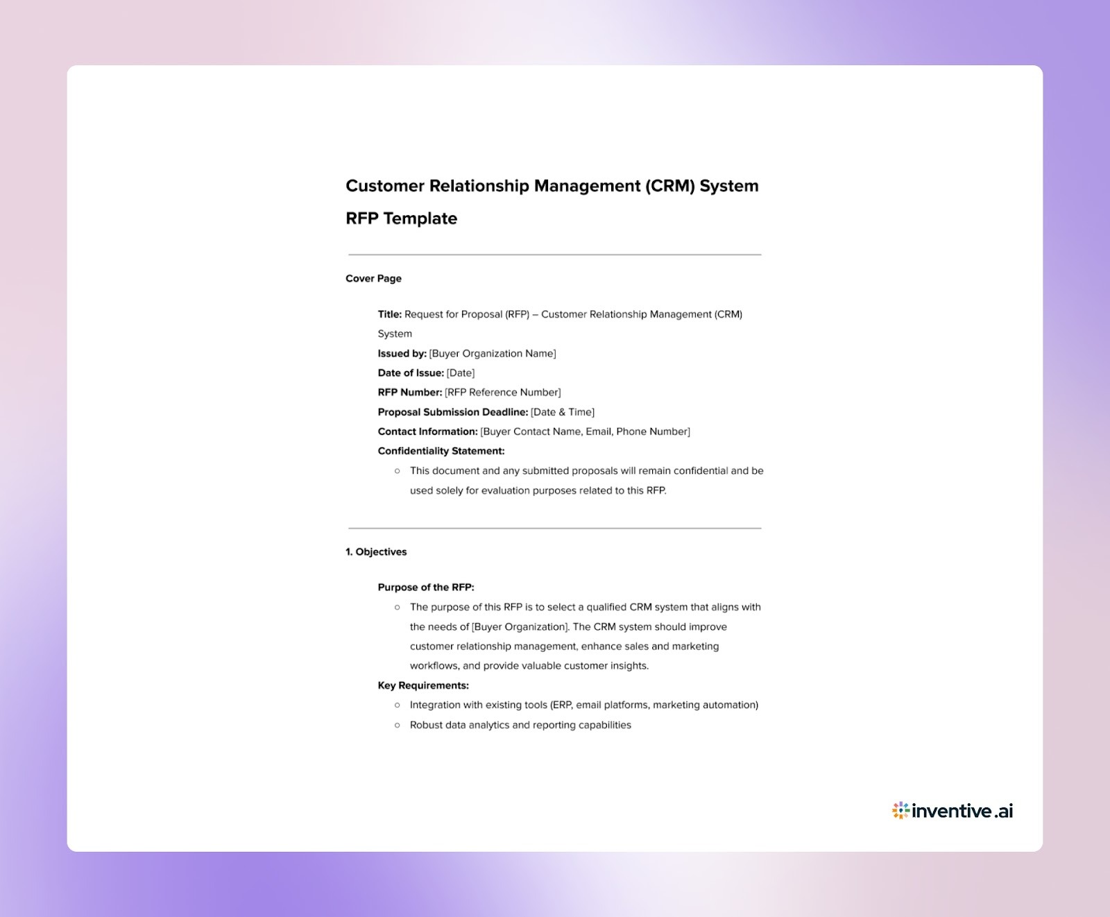 Customer Relationship Management (CRM) System RFP Template