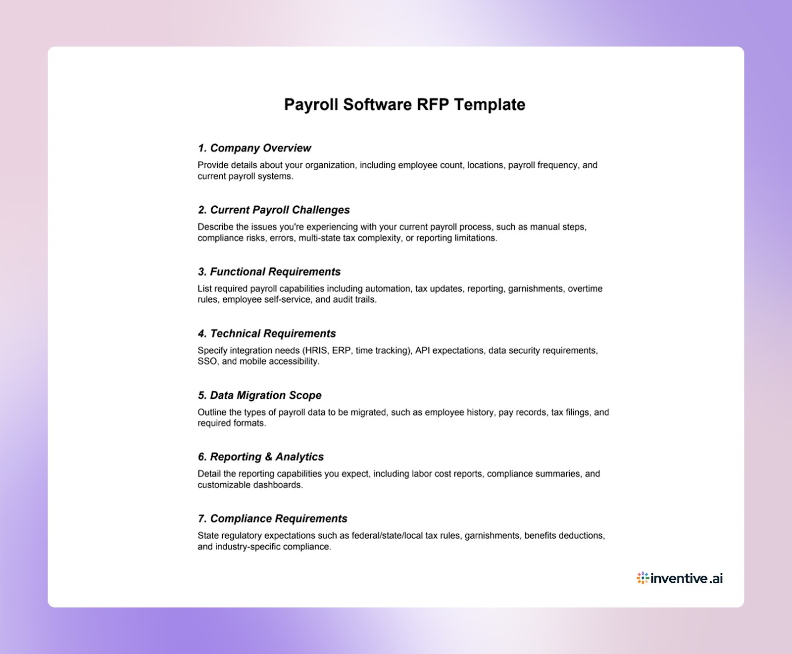 Payroll Software RFP Template (Free Download)
