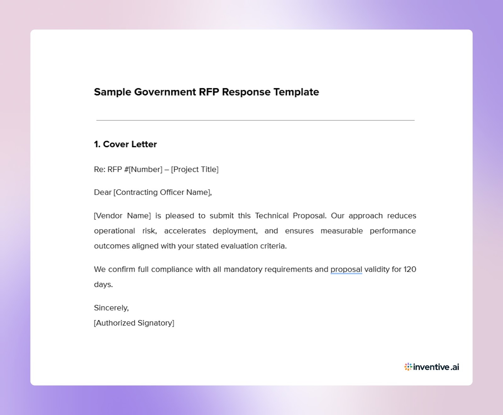 Winning Government RFP Response Template (Vendor Version)