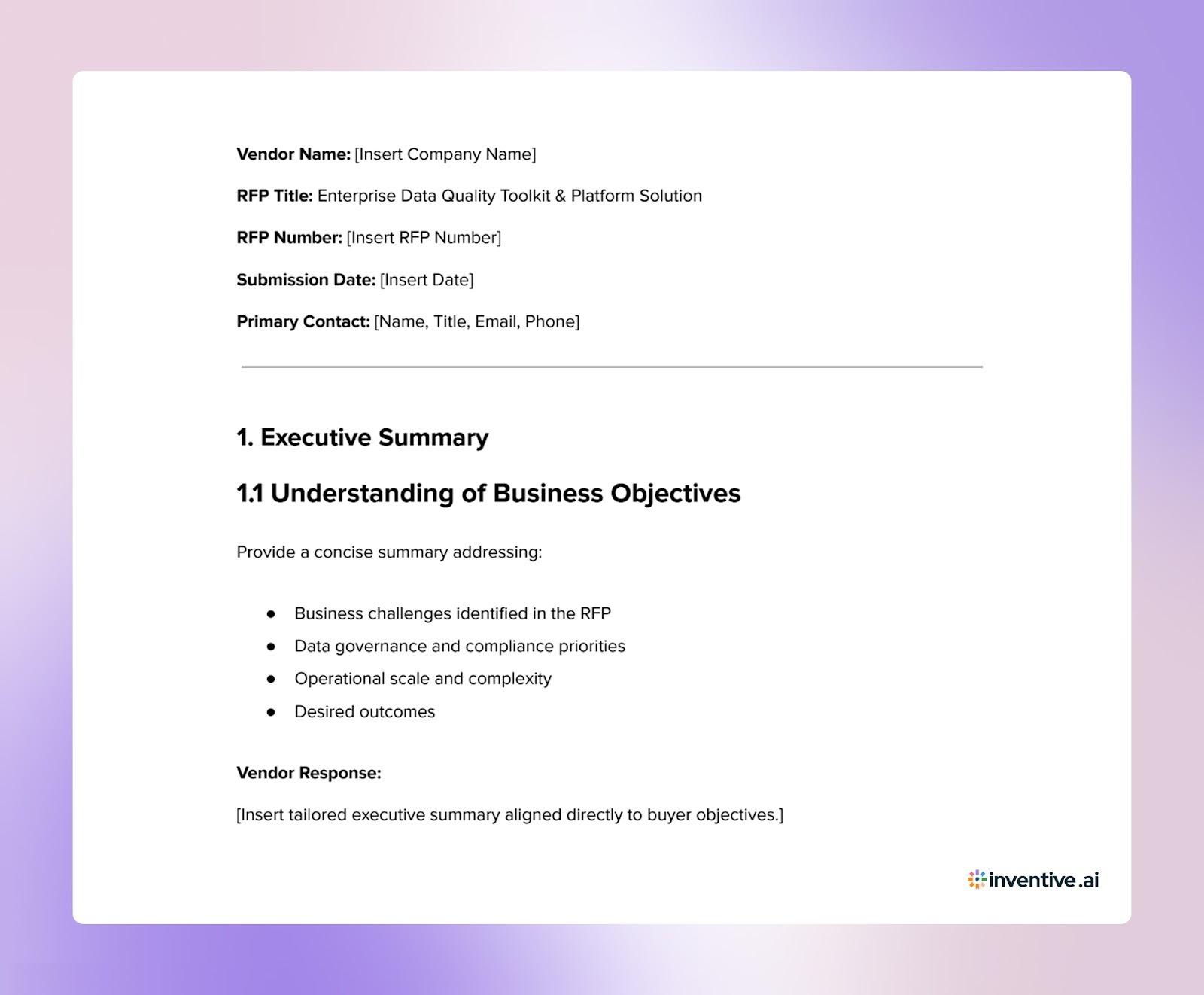 The Vendor Response Template That Aligns with Enterprise Scoring Models