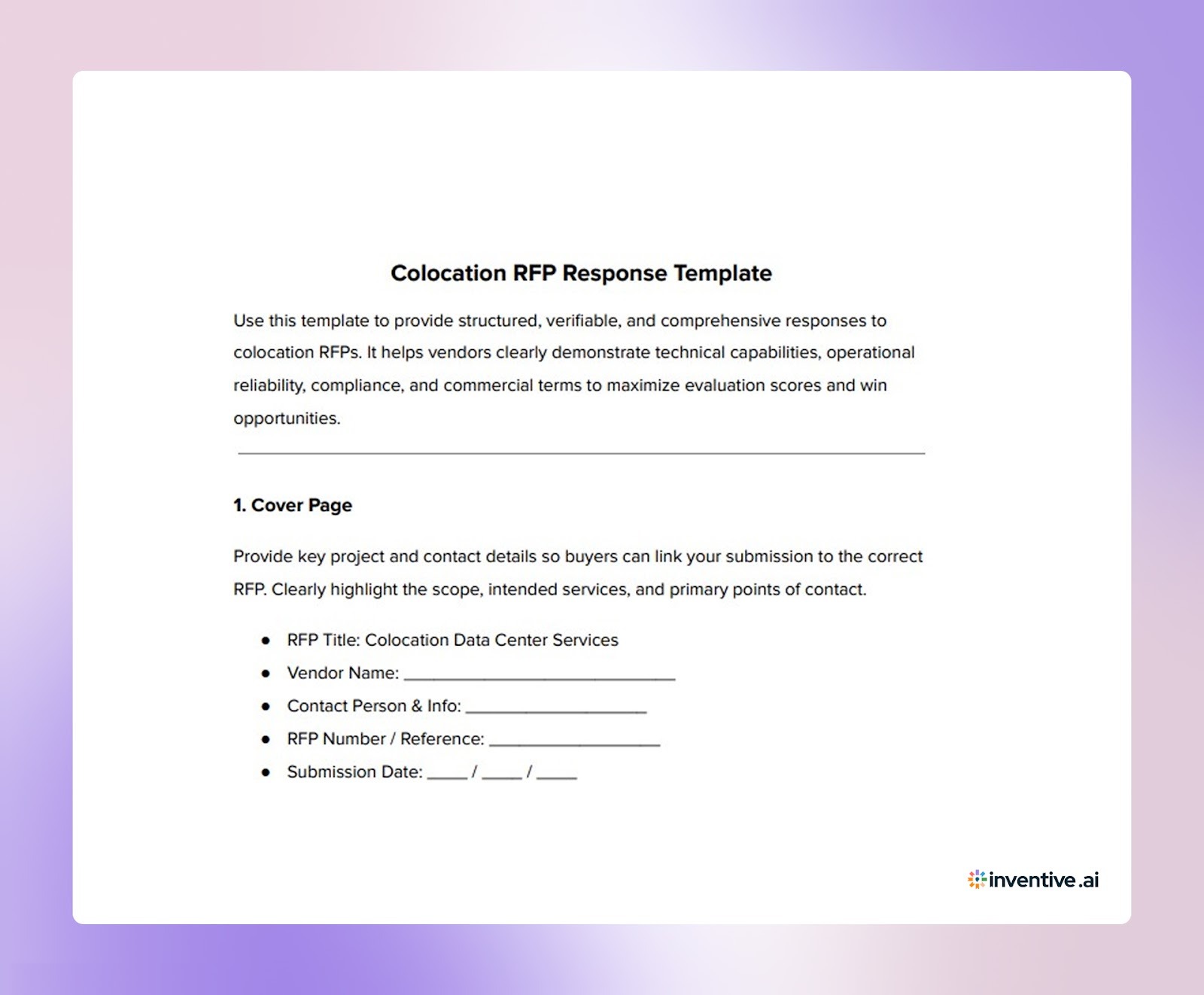 Colocation RFP Response Template: Structuring Your Vendor Submission