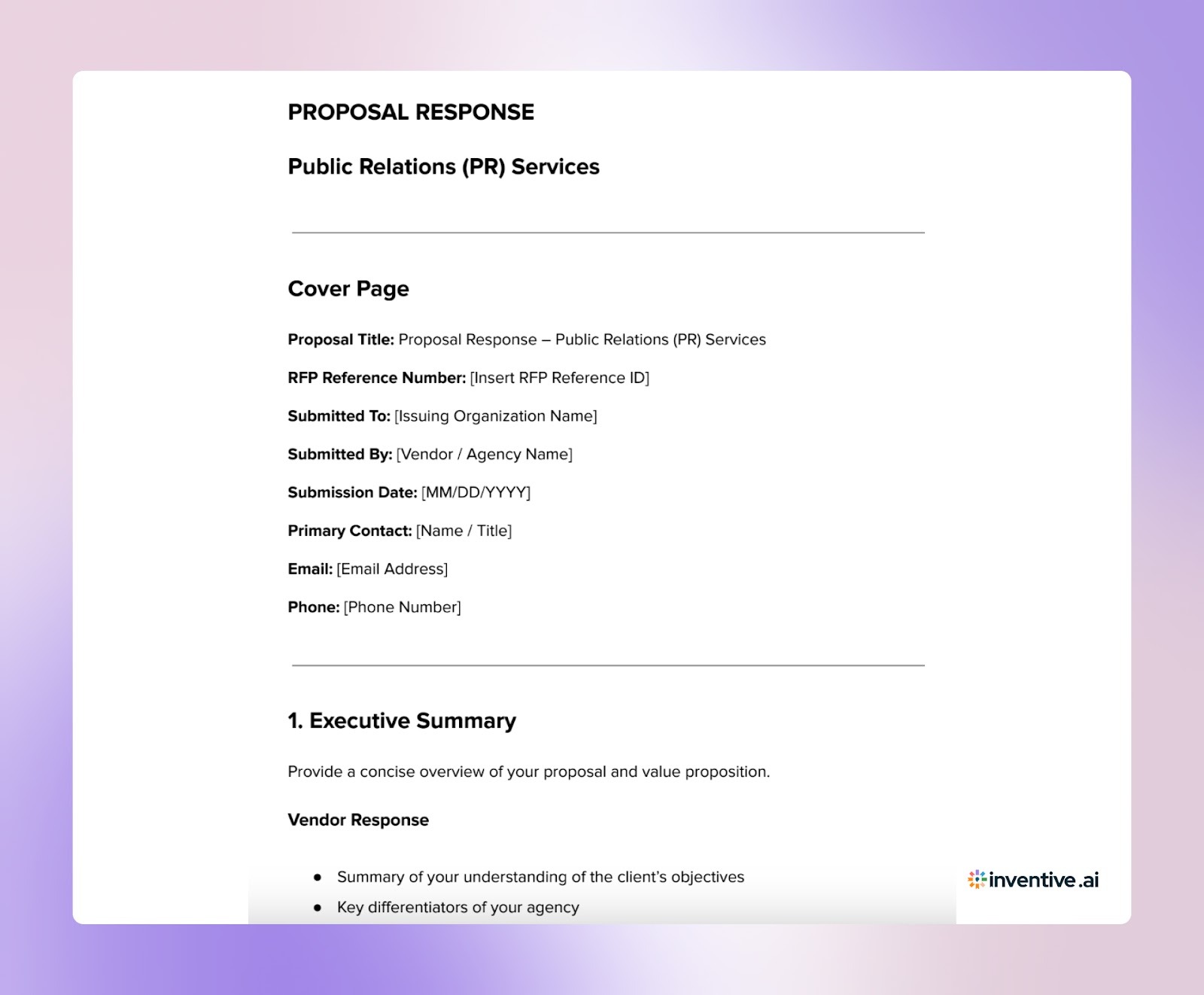 A Practical PR RFP Response Template for Vendors