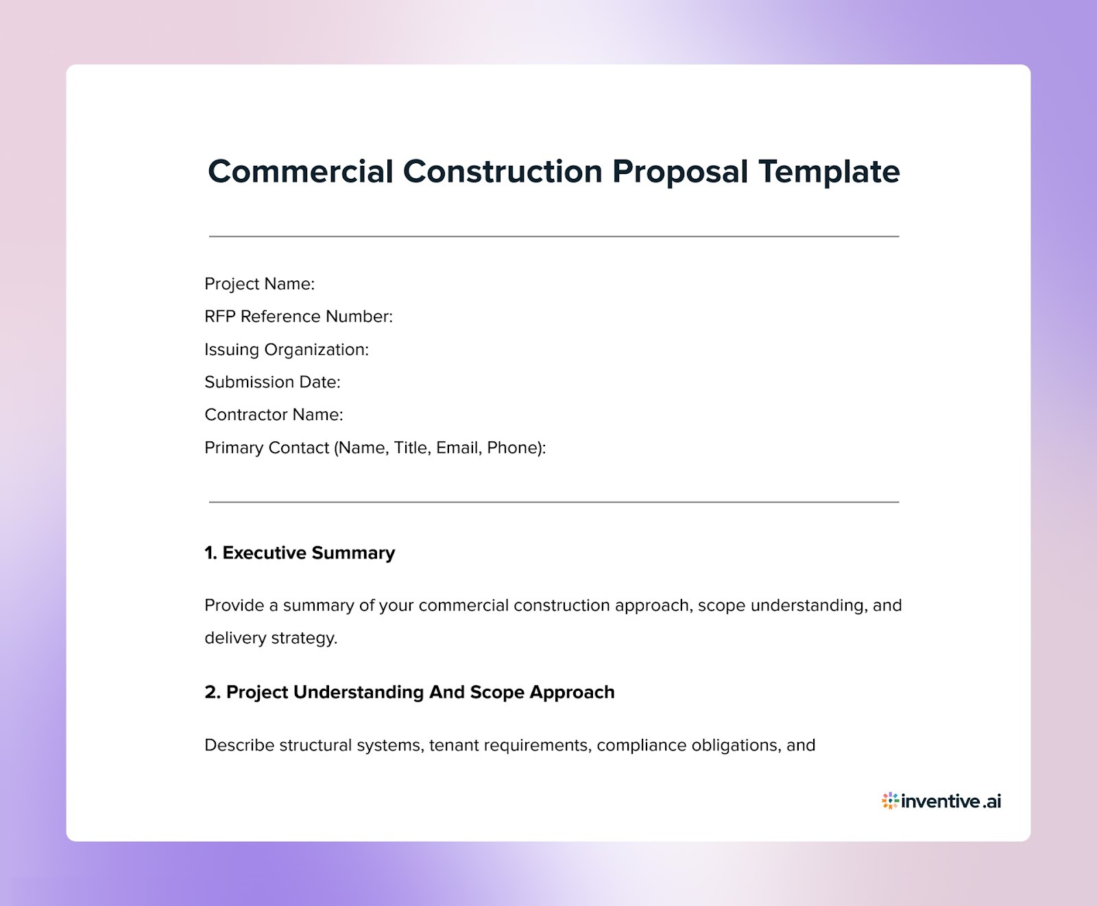 Commercial Construction Proposal Template