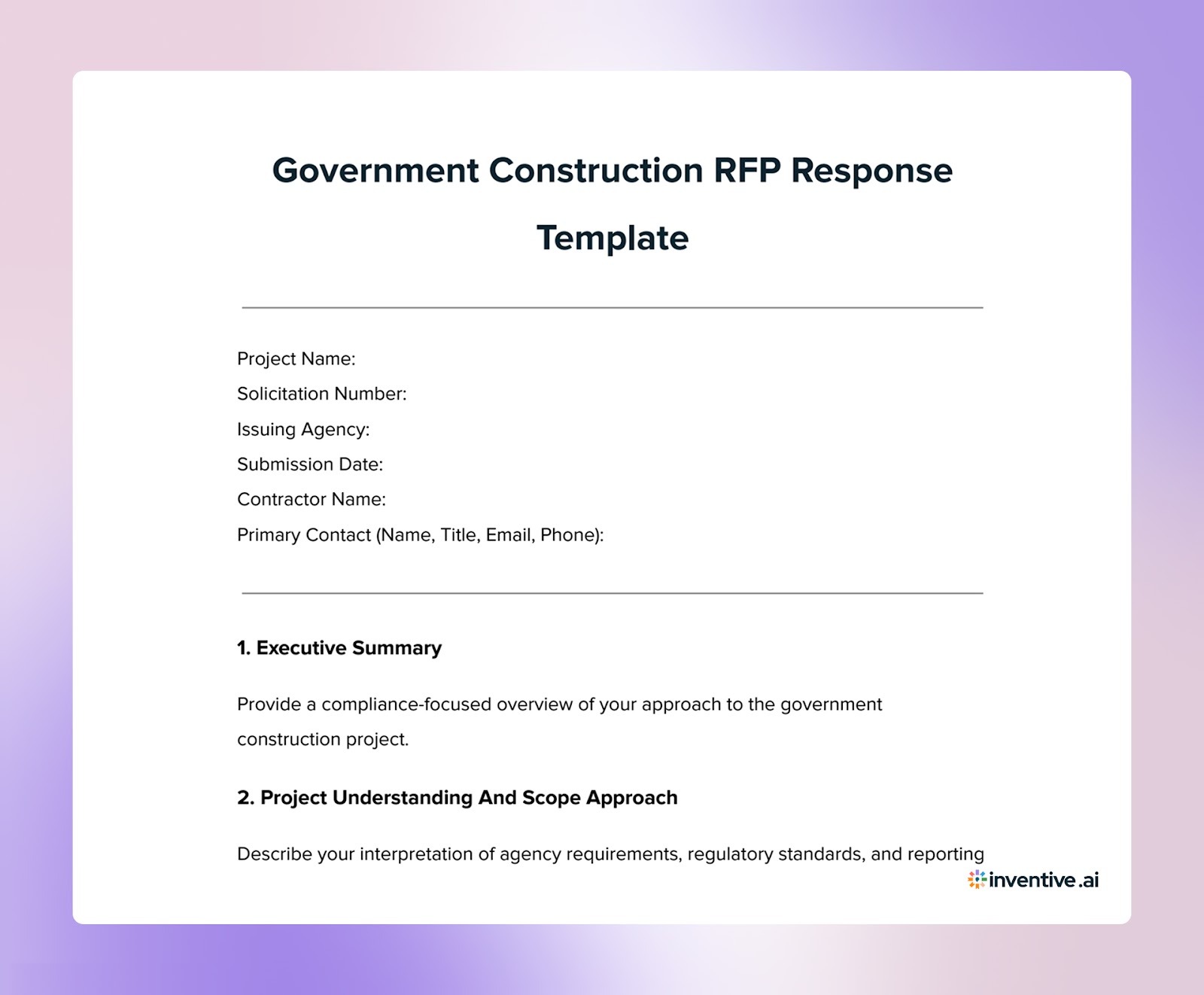Government Construction RFP Response Template
