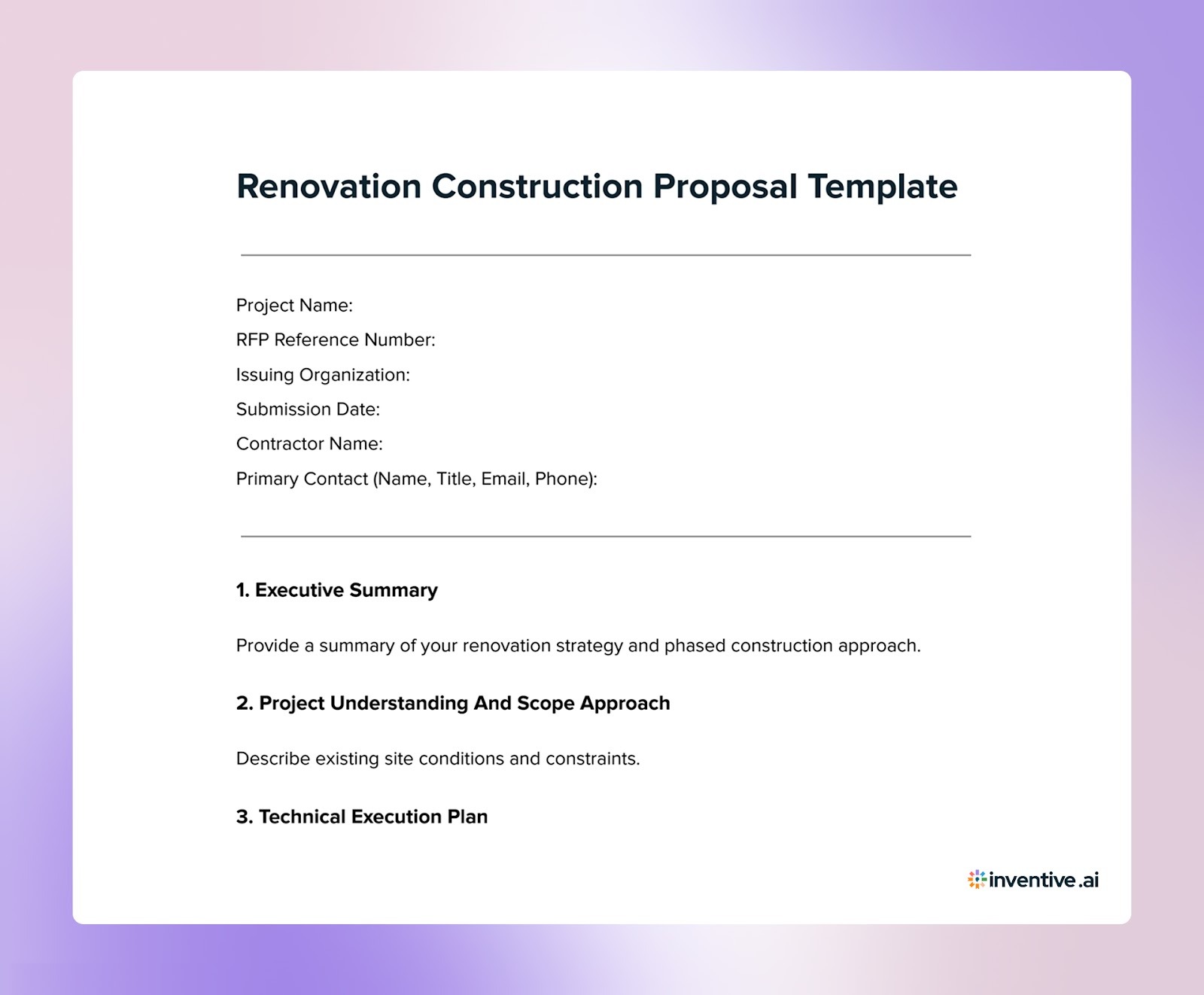 Renovation Construction Proposal Template