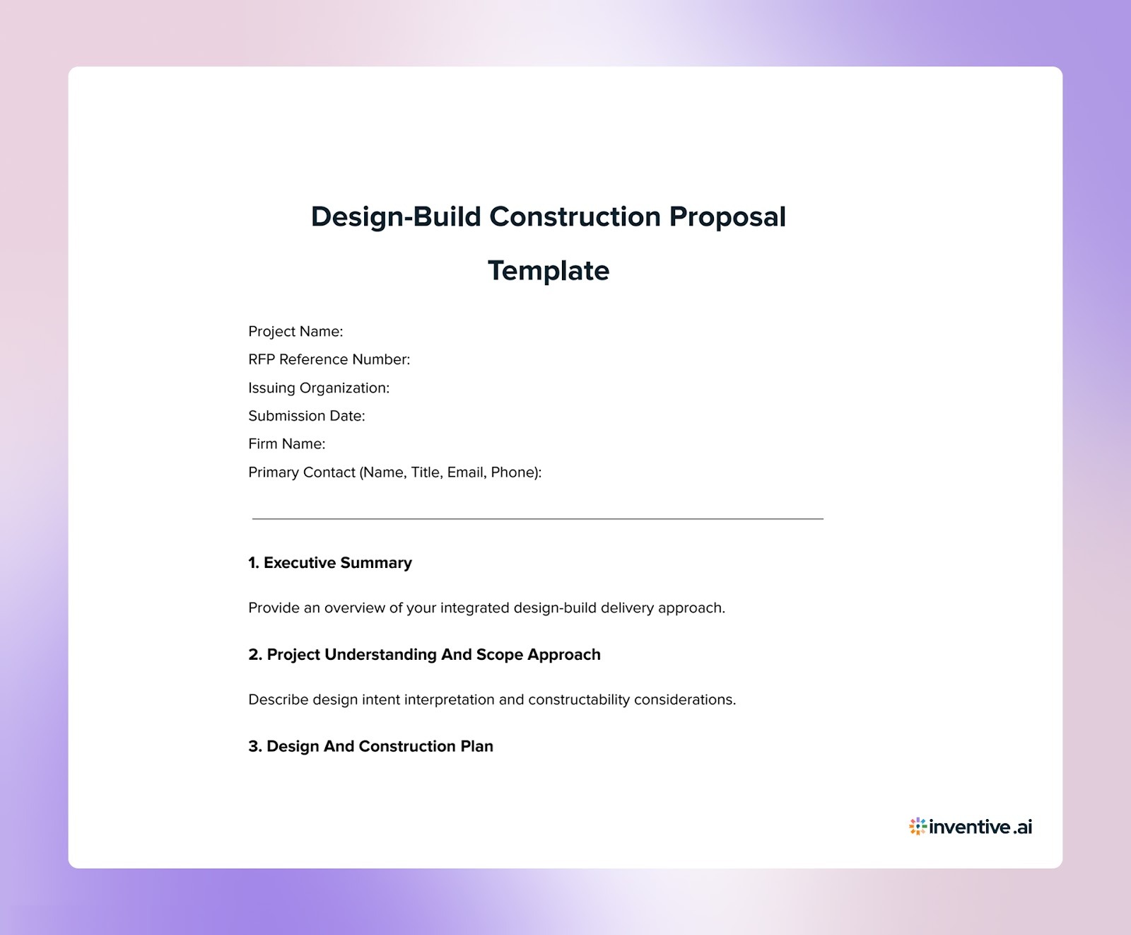  Design-Build Construction Proposal Template