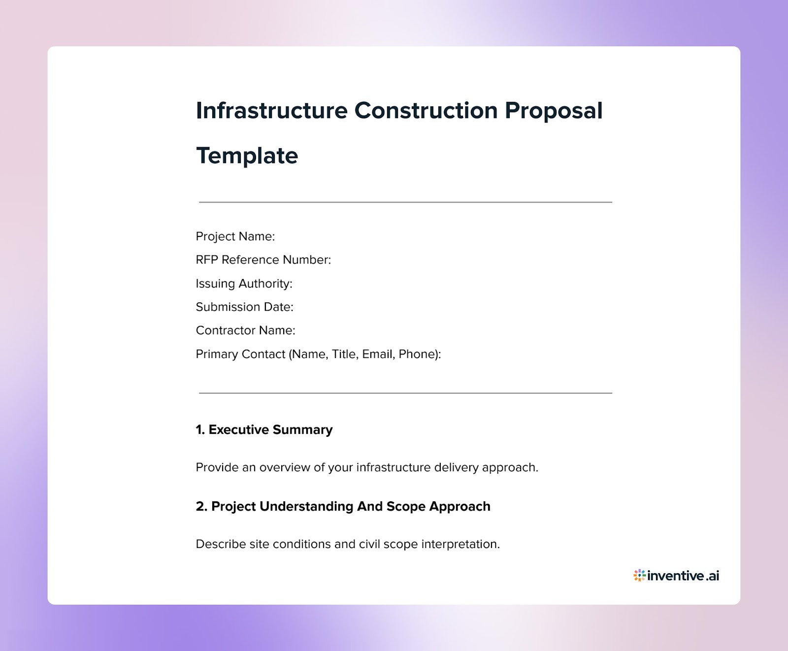  Infrastructure Construction Proposal Template