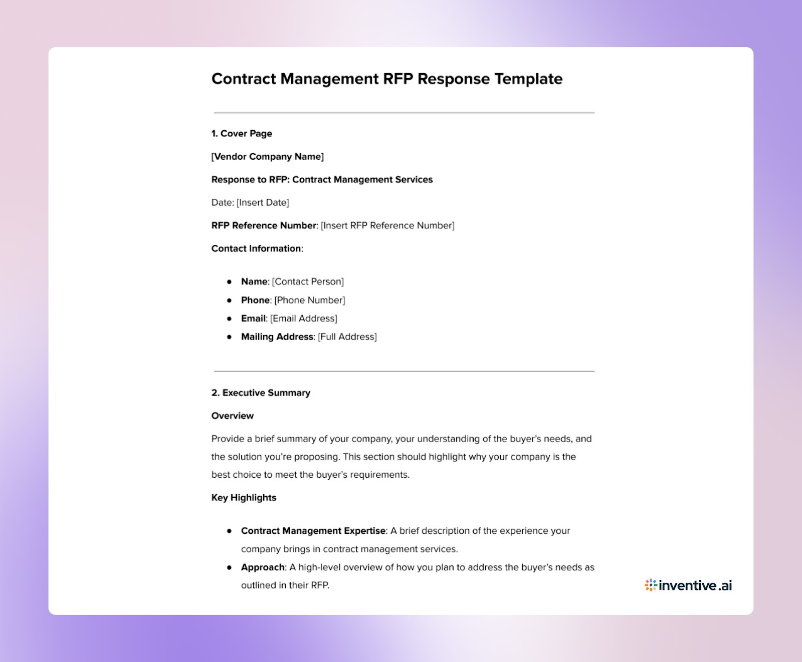 A Practical Contract Management RFP Response Template in 2026
