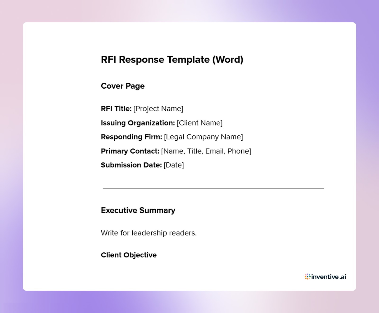 Copy-Paste Ready RFI Response Template (Word)