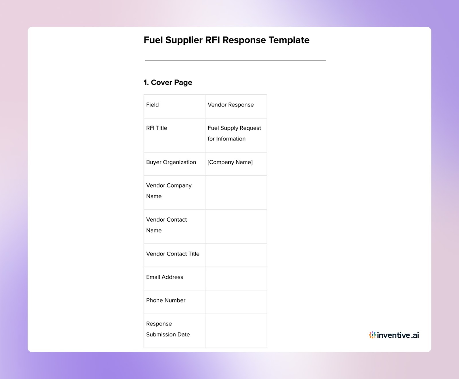 A Practical Fuel RFI Response Template In 2026