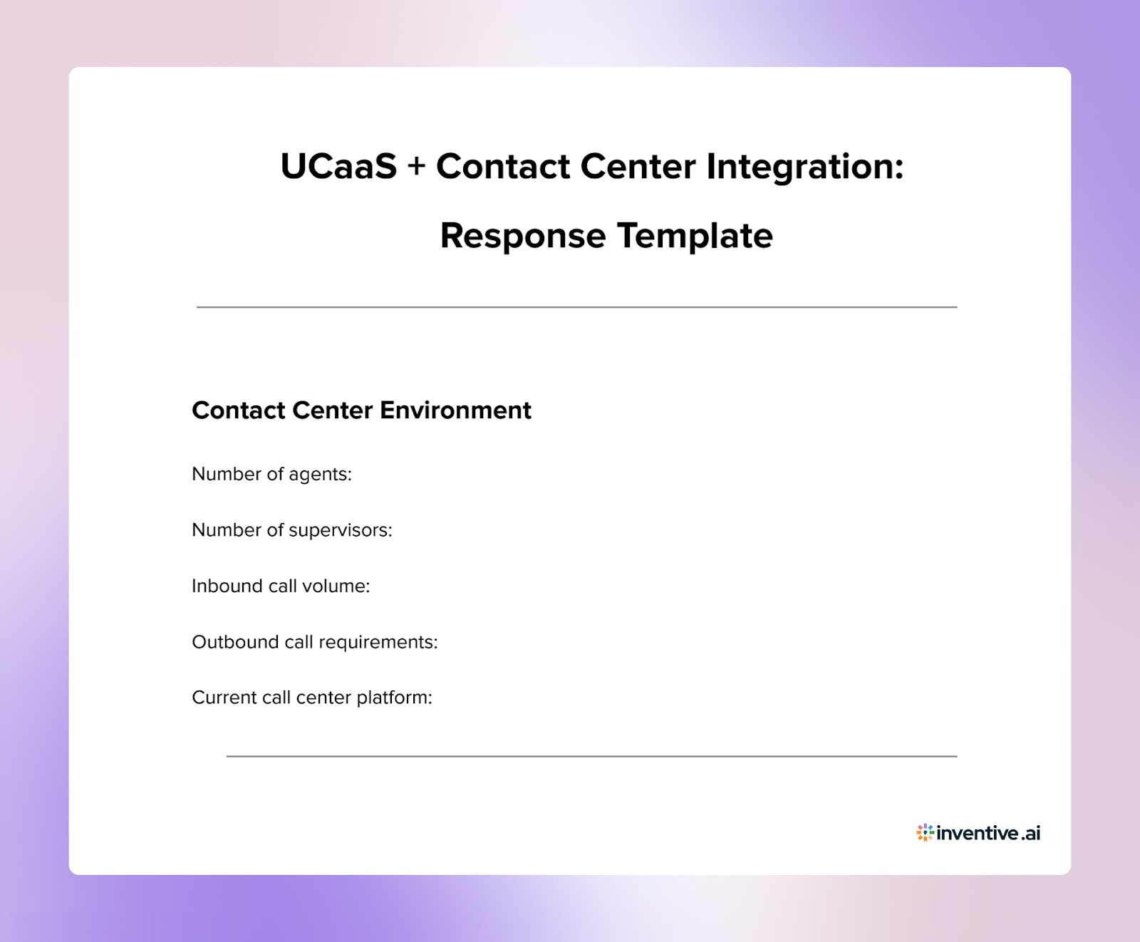 UCaaS with Contact Center Integration Proposal