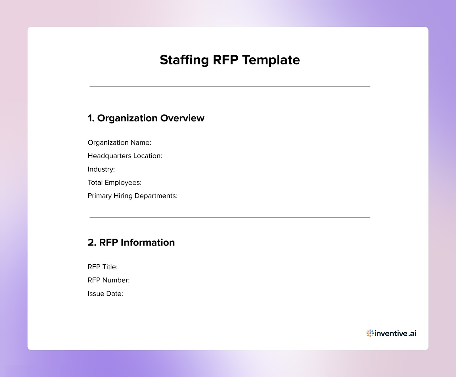 Staffing RFP Template to Define Workforce Requirements for Vendors