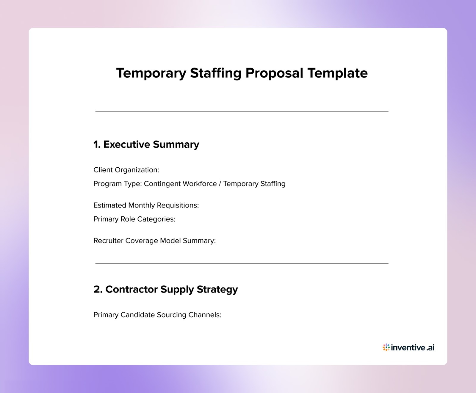 Temporary Staffing Proposal Template