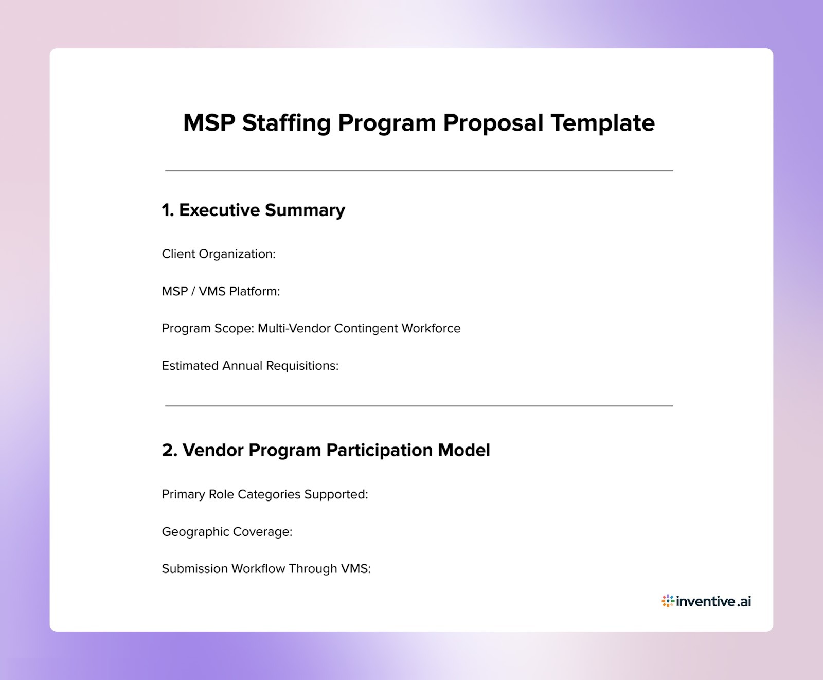 MSP Staffing Program Proposal Template