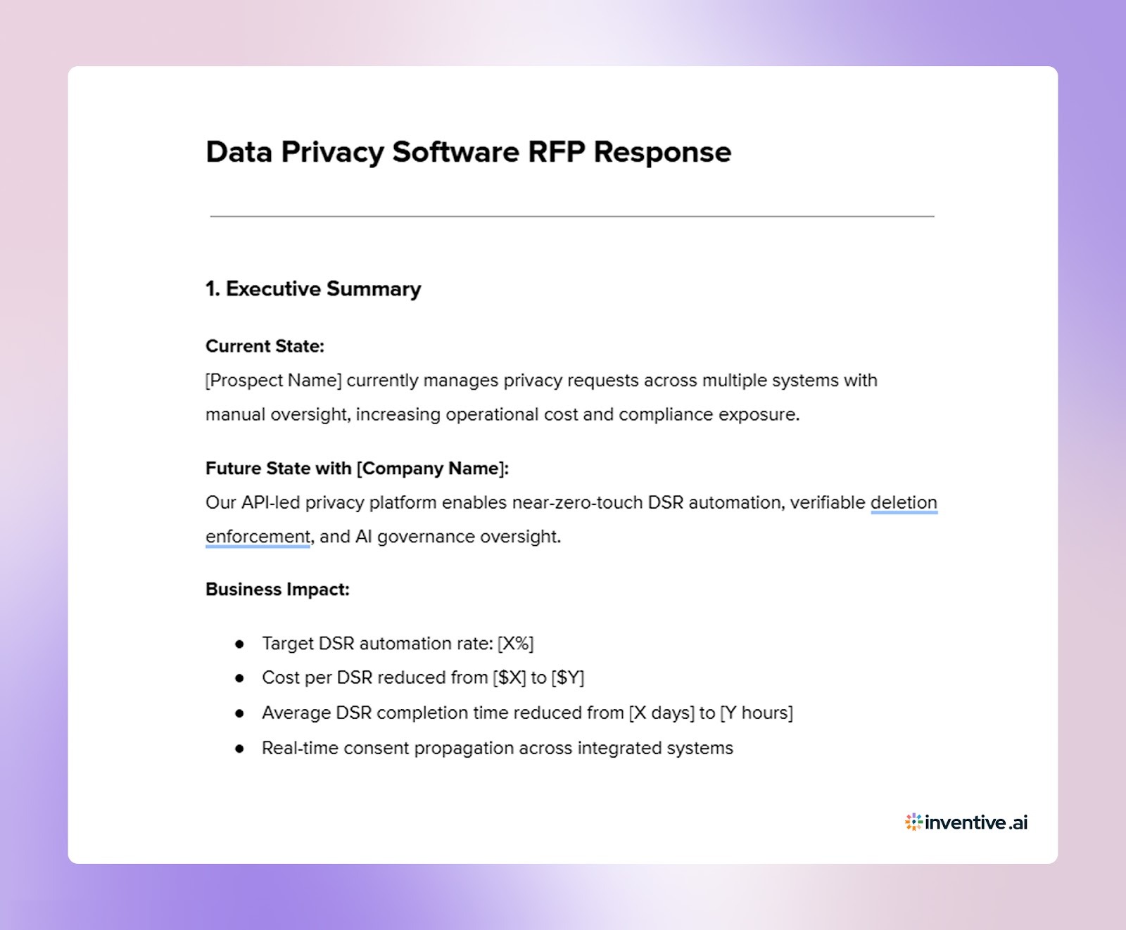Data Privacy Software RFP Response Template for Vendors
