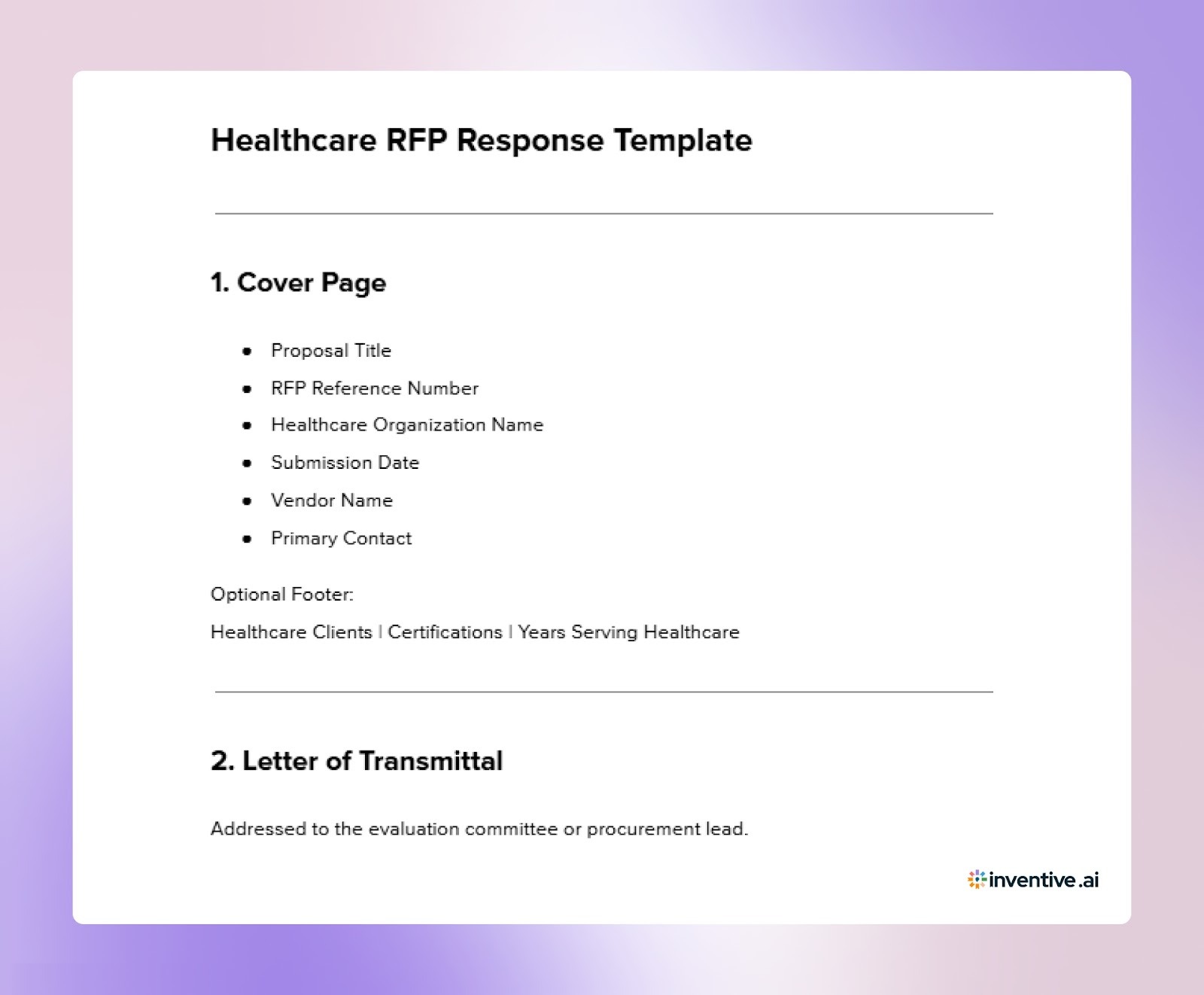 Healthcare RFP Response Template