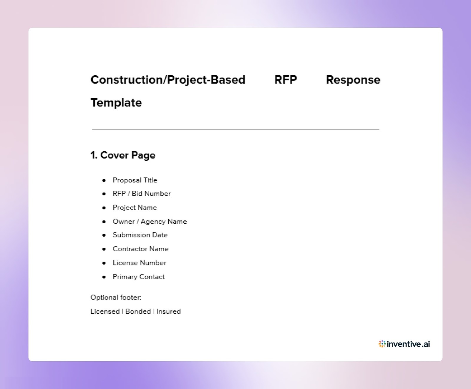 Construction / Project-Based RFP Response Template