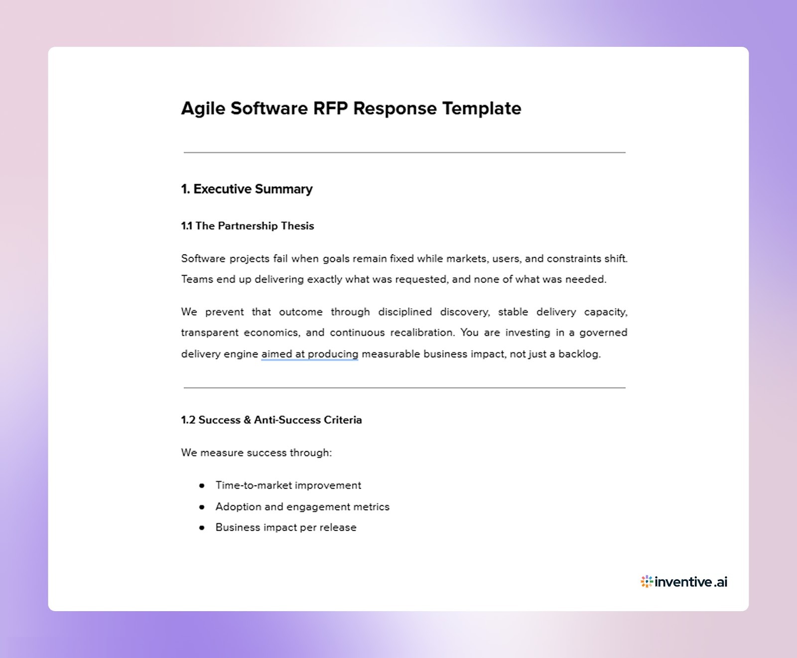 Agile Software RFP Response Template That Wins Deals