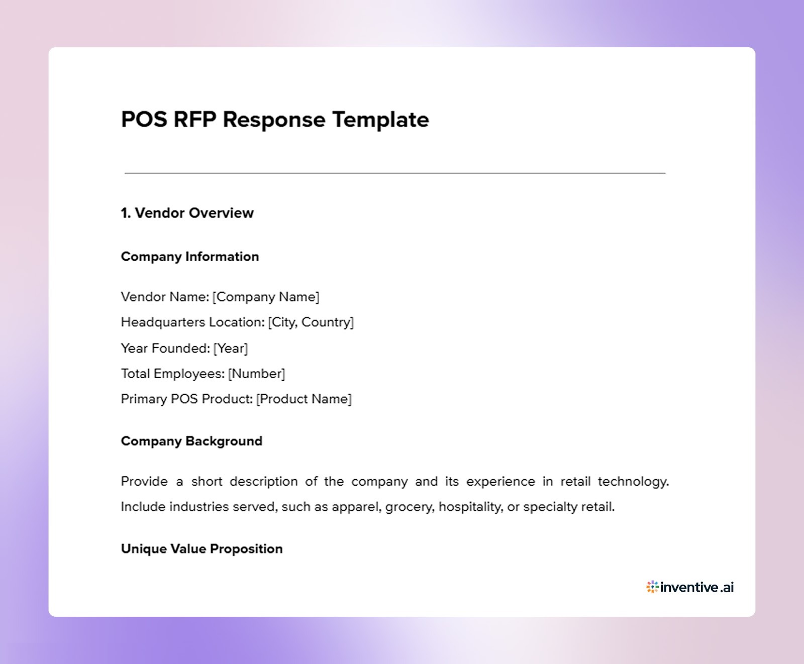 POS RFP Response Template Vendors Can Use
