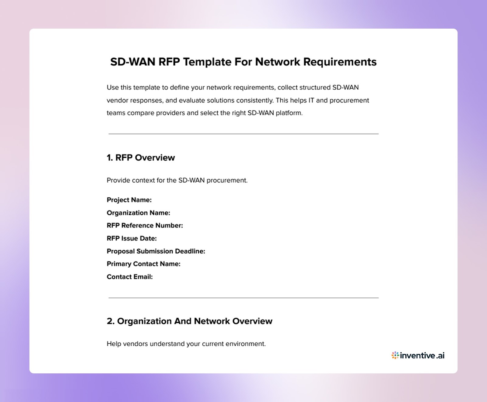 SD-WAN RFP Template for Network Requirements and Vendor Evaluation