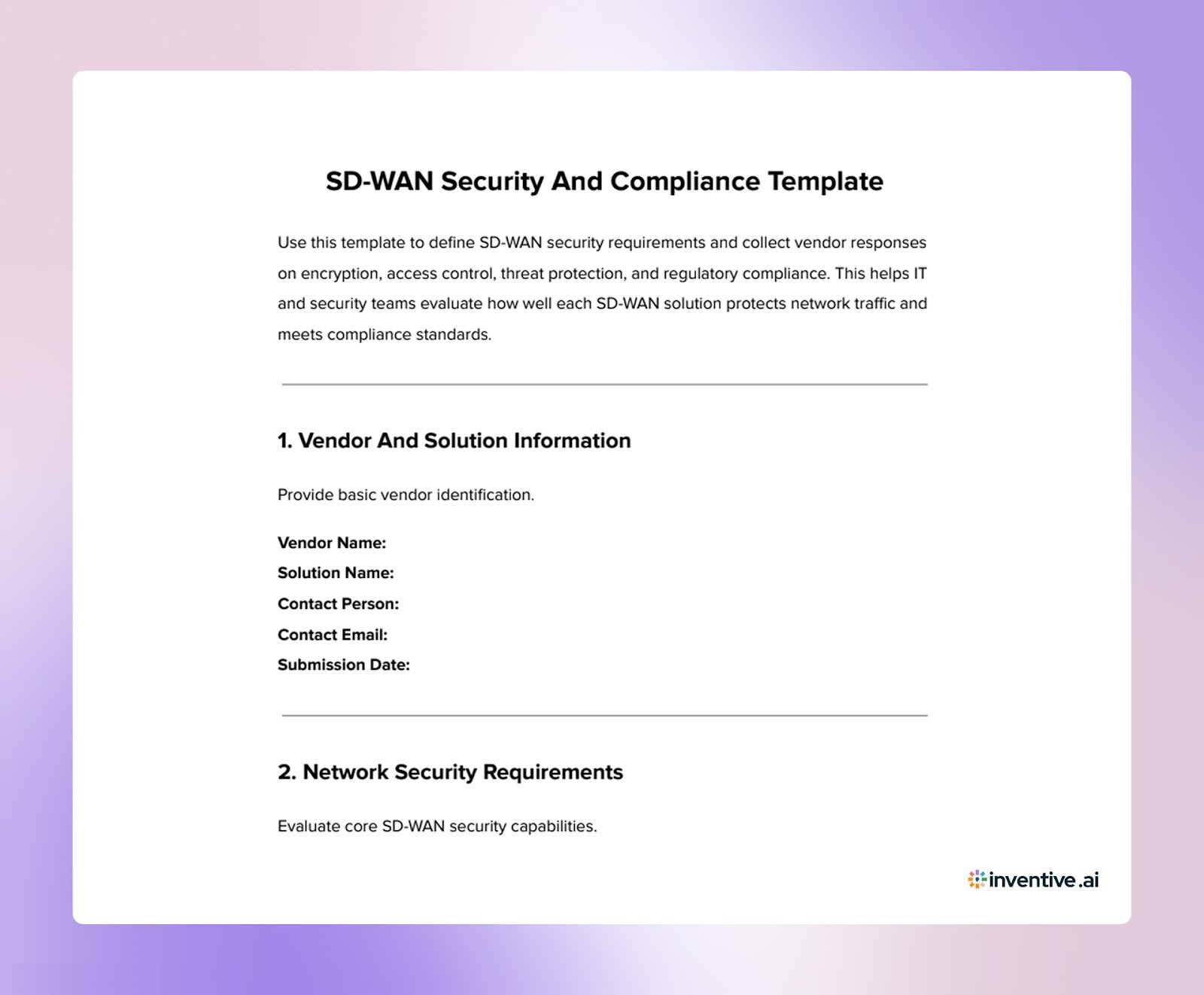 SD-WAN Security And Compliance Template