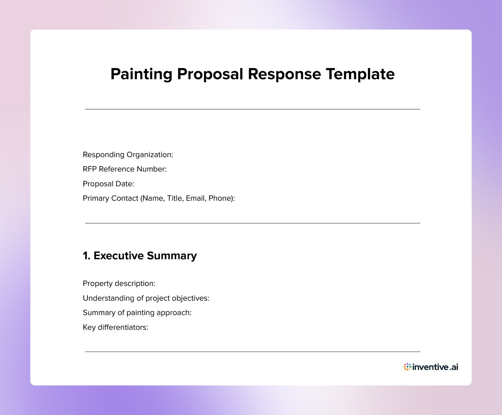 Painting Proposal Response Template for Vendors: Structure Proposals That Match the RFP