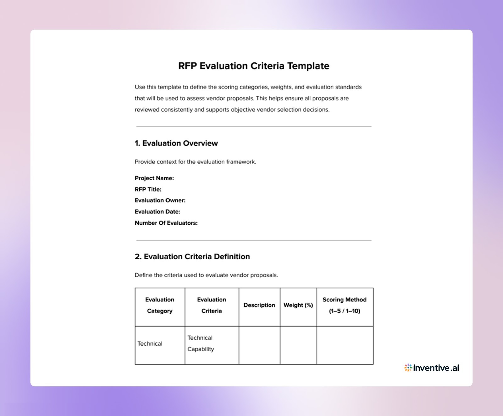 RFP Evaluation Criteria Template