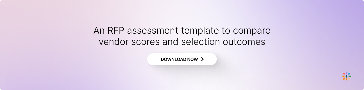 An RFP assessment template to compare vendor scores and selection outcomes.