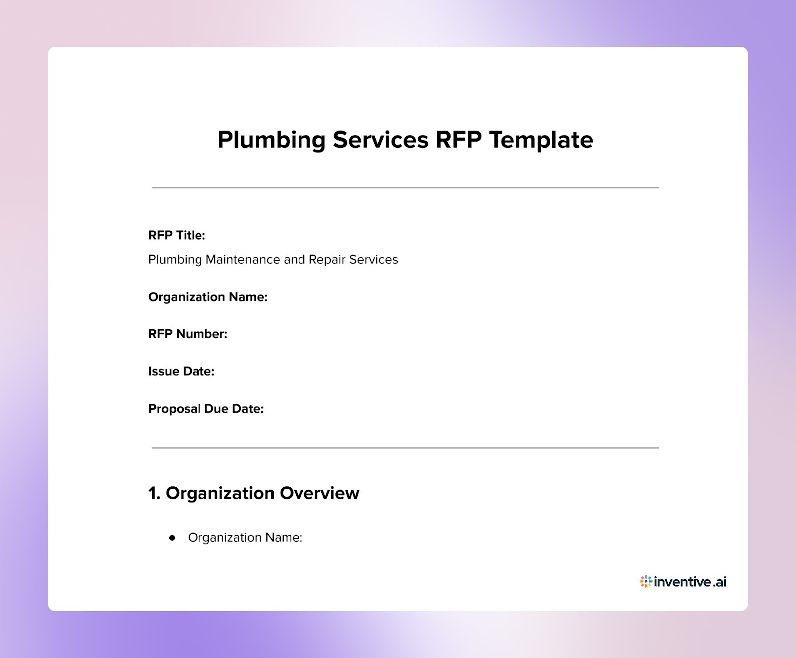 Plumbing Services RFP Template to Evaluate Plumbing Contractors