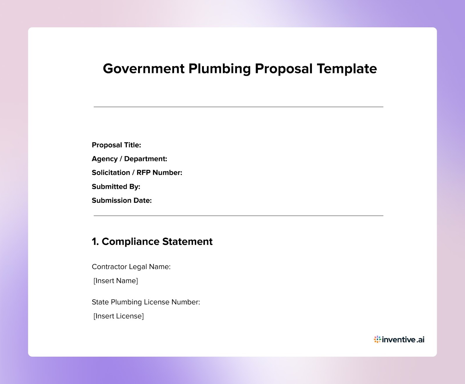 Government Plumbing Service Proposal