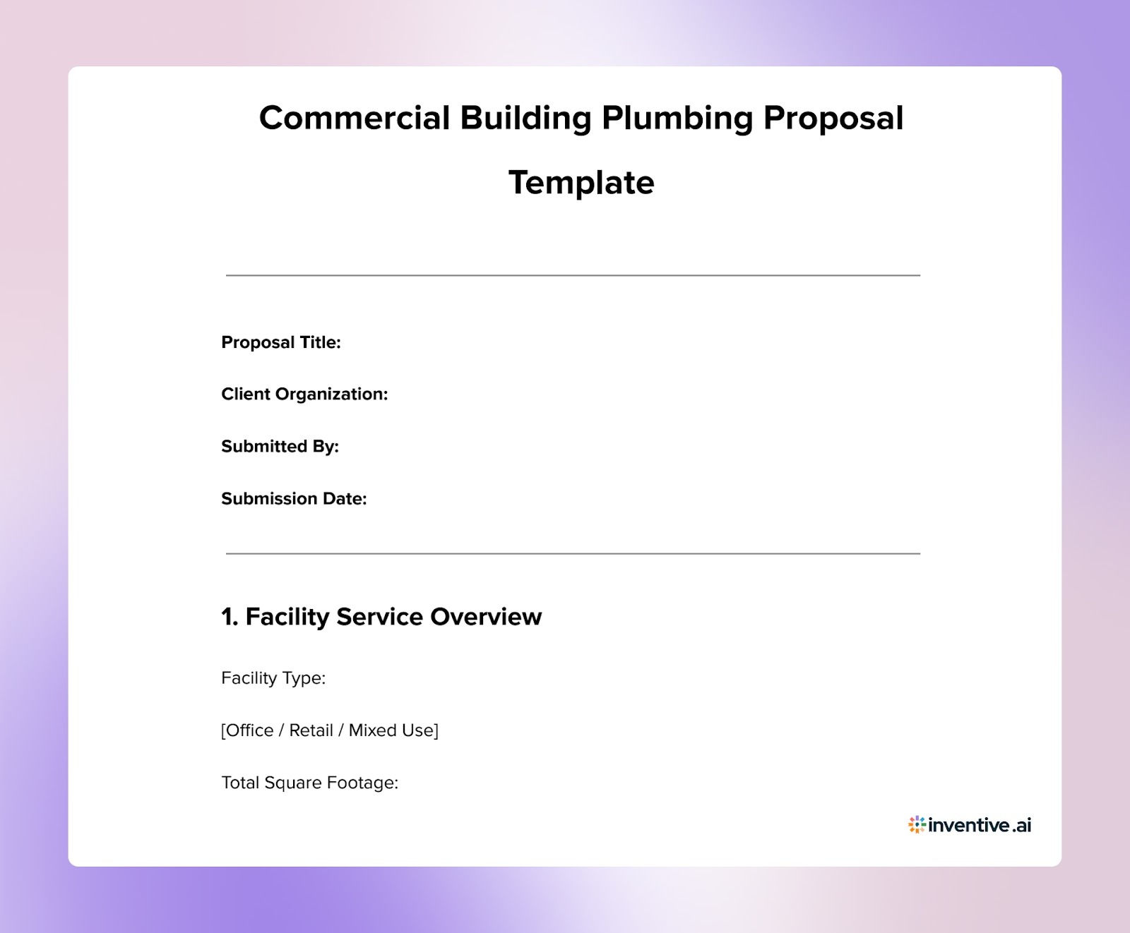 Commercial Building Plumbing Proposal