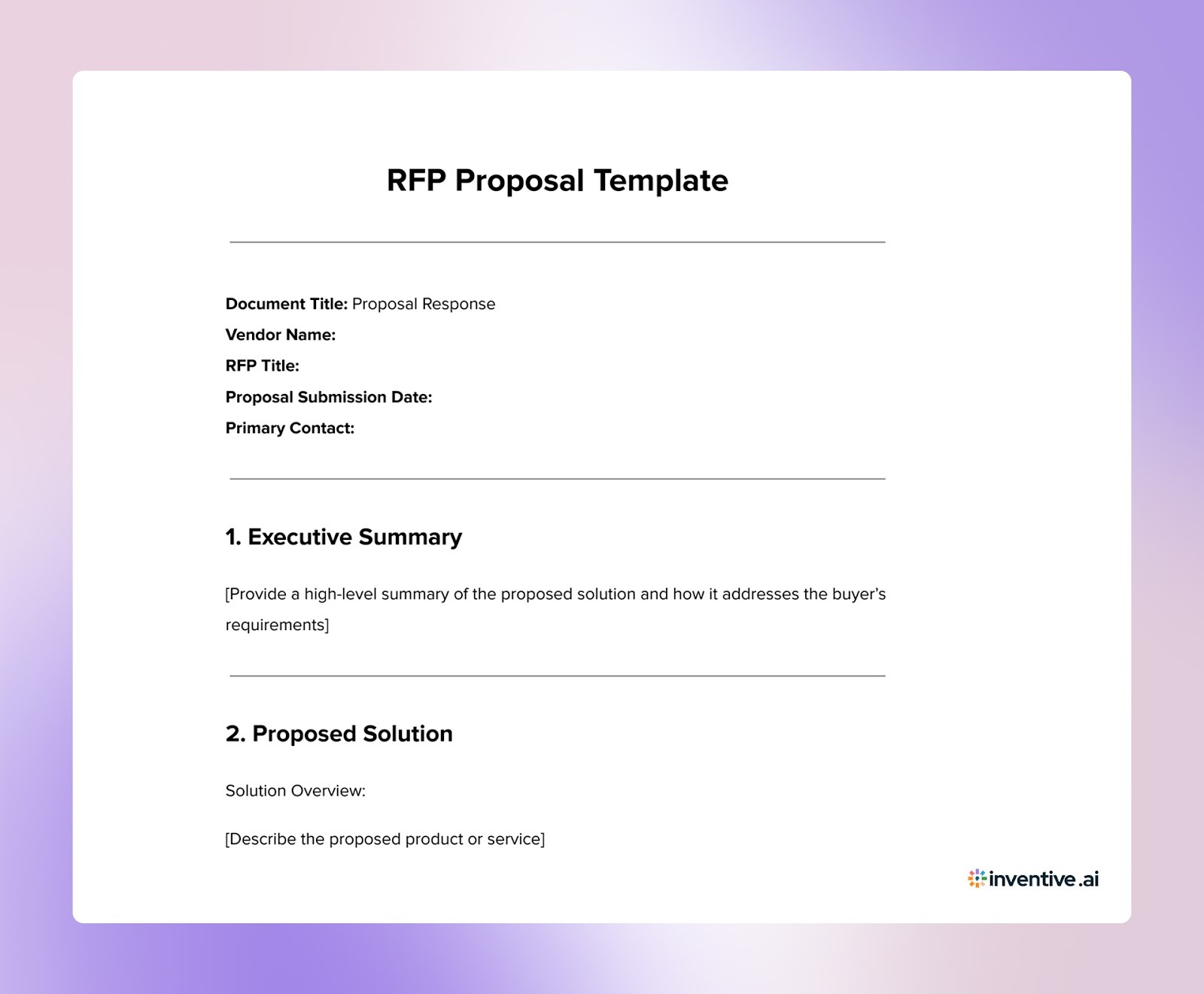 RFP Response Template to Structure Competitive Vendor Proposals