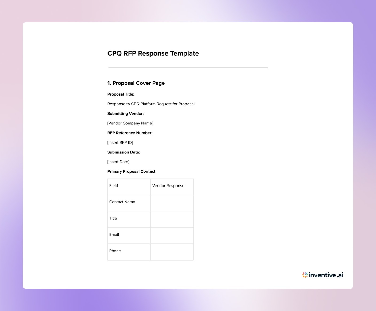 Build Stronger CPQ Proposals With a Standard Response Template