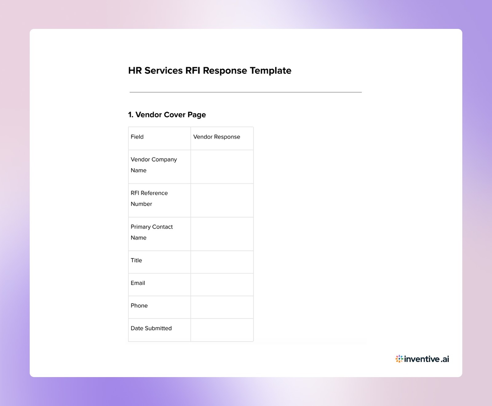 About the HR Services RFI Template