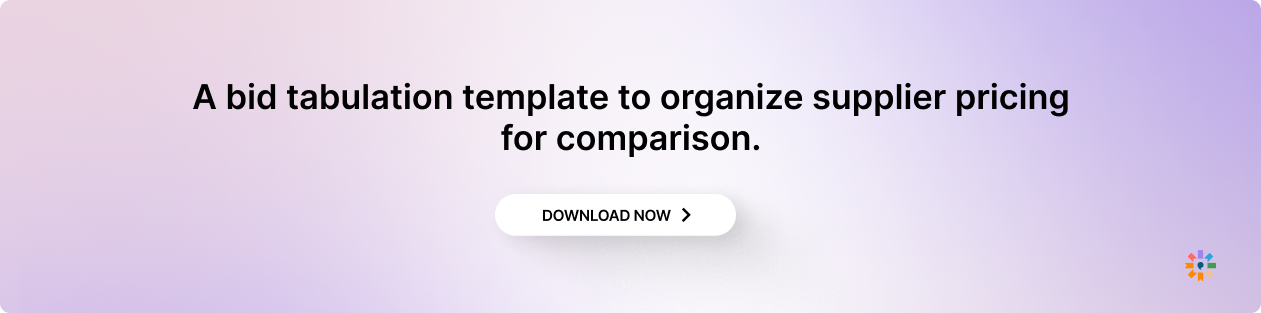 A bid tabulation template to organize supplier pricing for comparison.