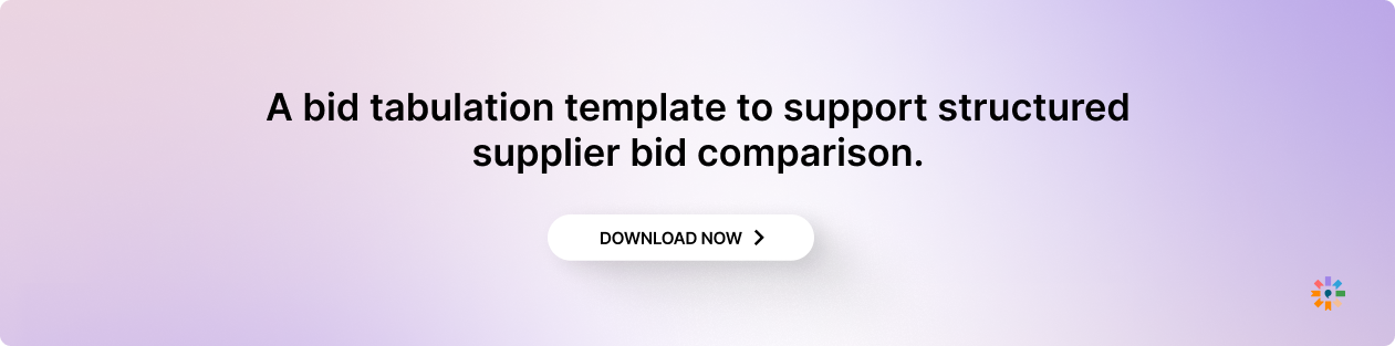 A bid tabulation template to support structured supplier bid comparison.