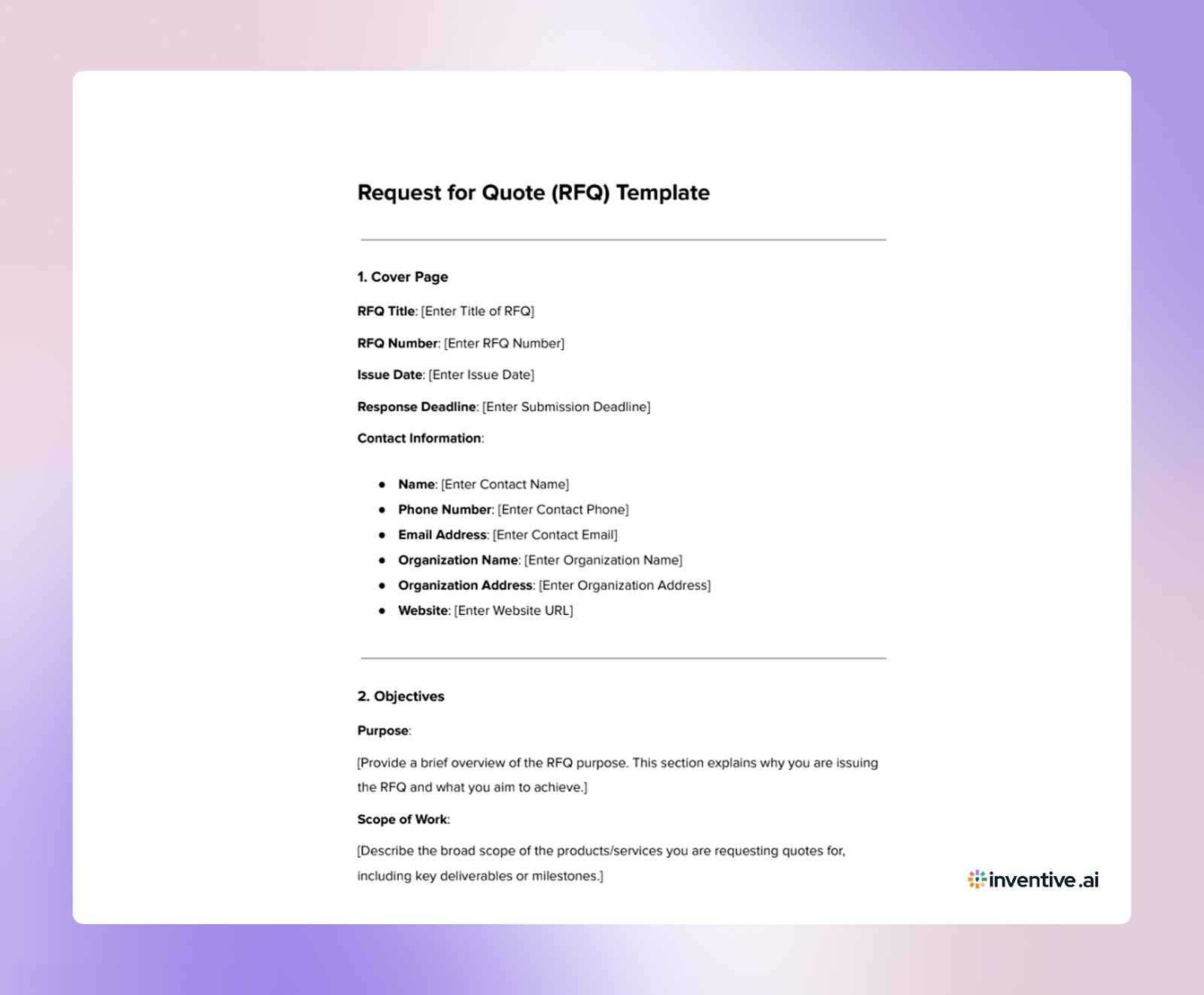 Request for Quote Template (Word) for Download - Crafting an Effective RFQ