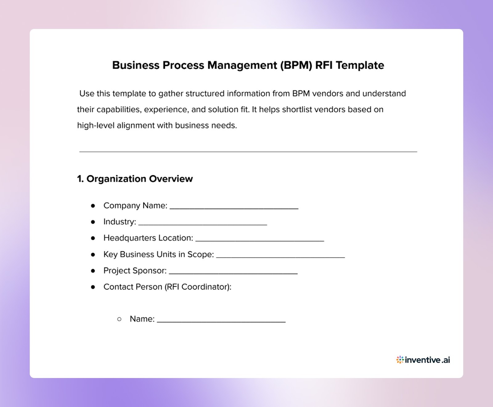 BPM RFI Template: How Buyers Analyze Vendor Capabilities