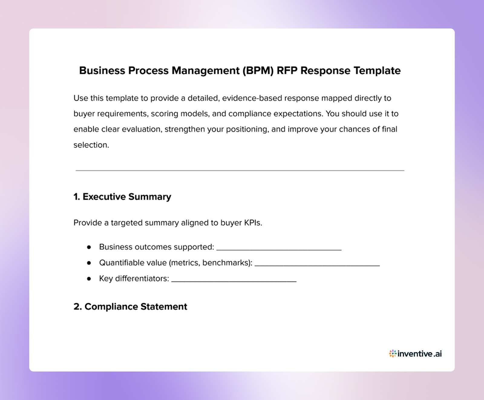 BPM RFP Response Template: Submit Responses That Win Deals (for Vendors)