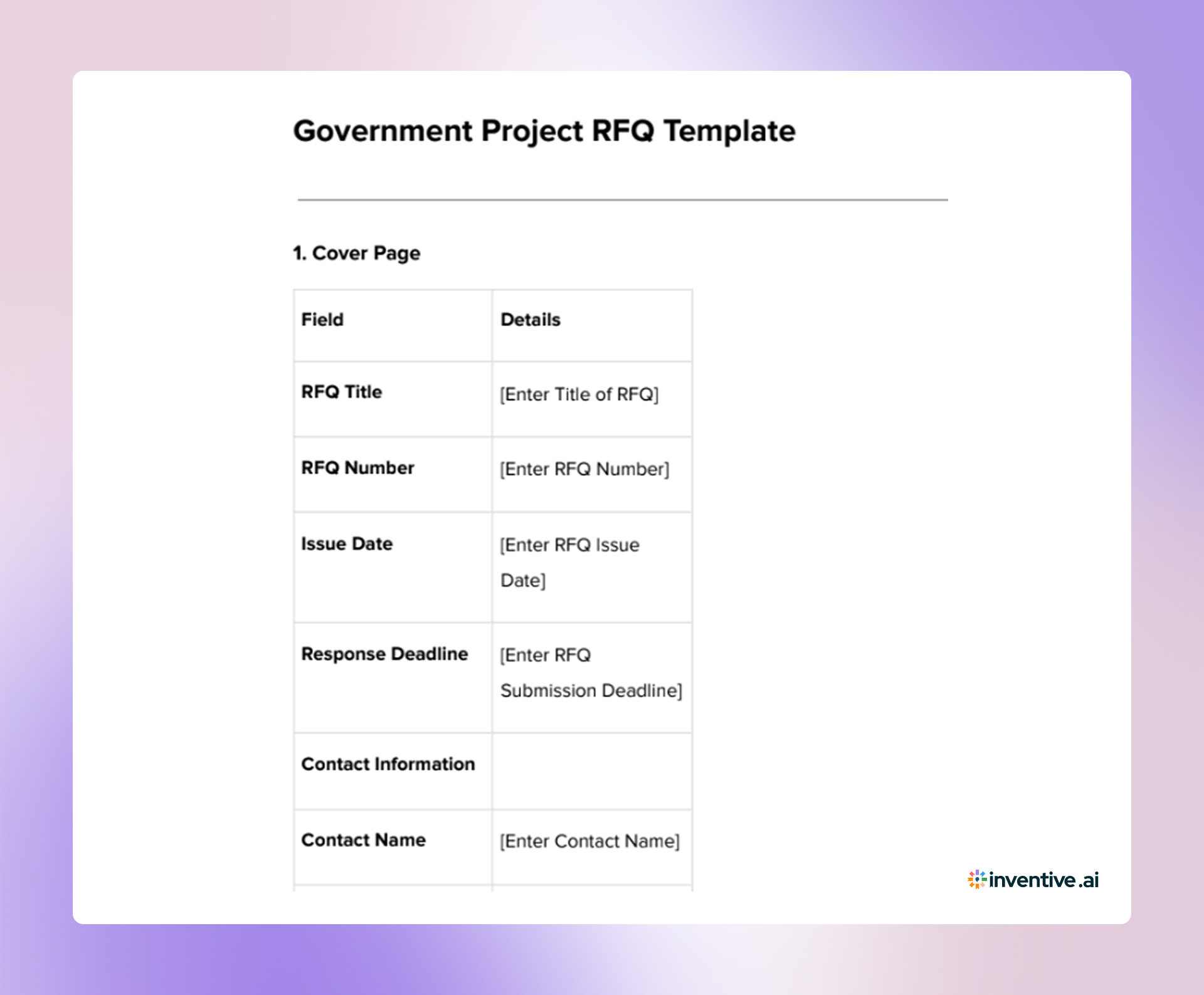 Government Project RFQ Template