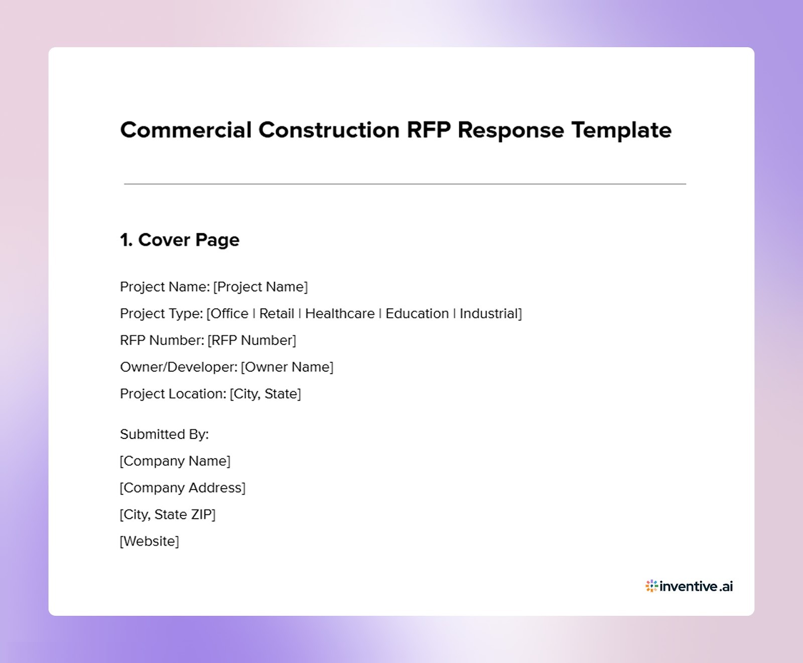 Commercial Construction RFP Response Template