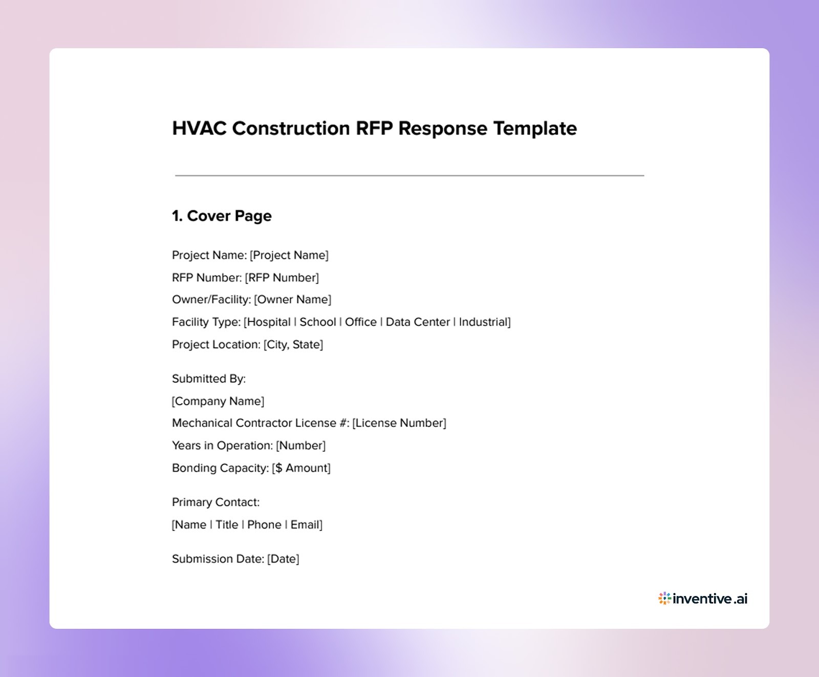 HVAC Construction RFP Response Template