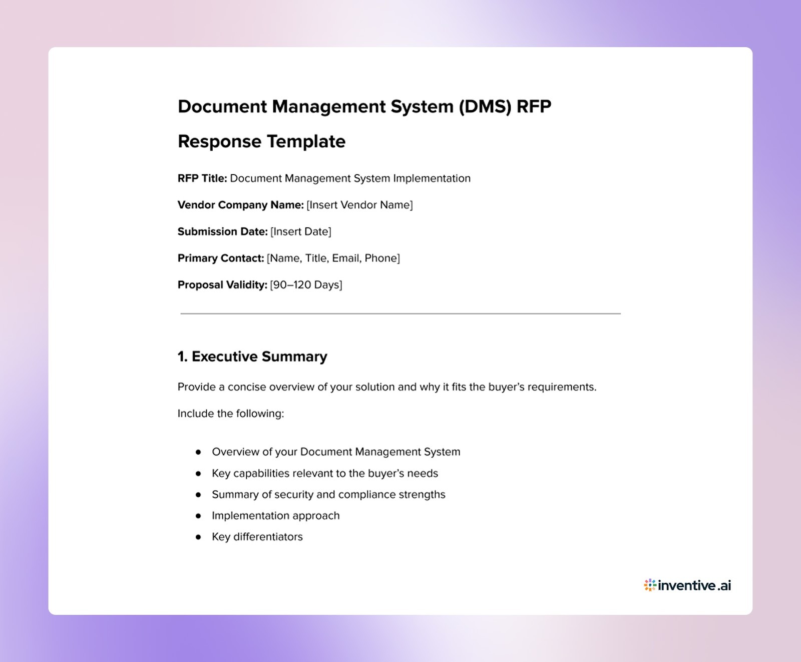 Ready-to-Use DMS RFP Response Template for Vendors