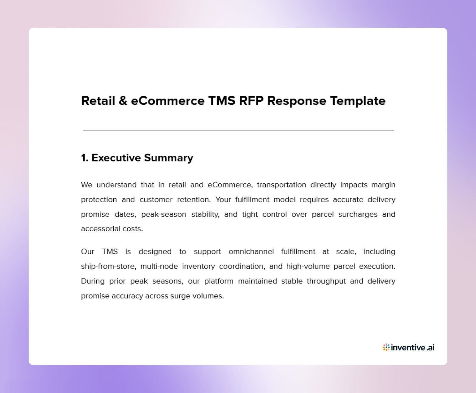Retail & eCommerce TMS RFP Response Template