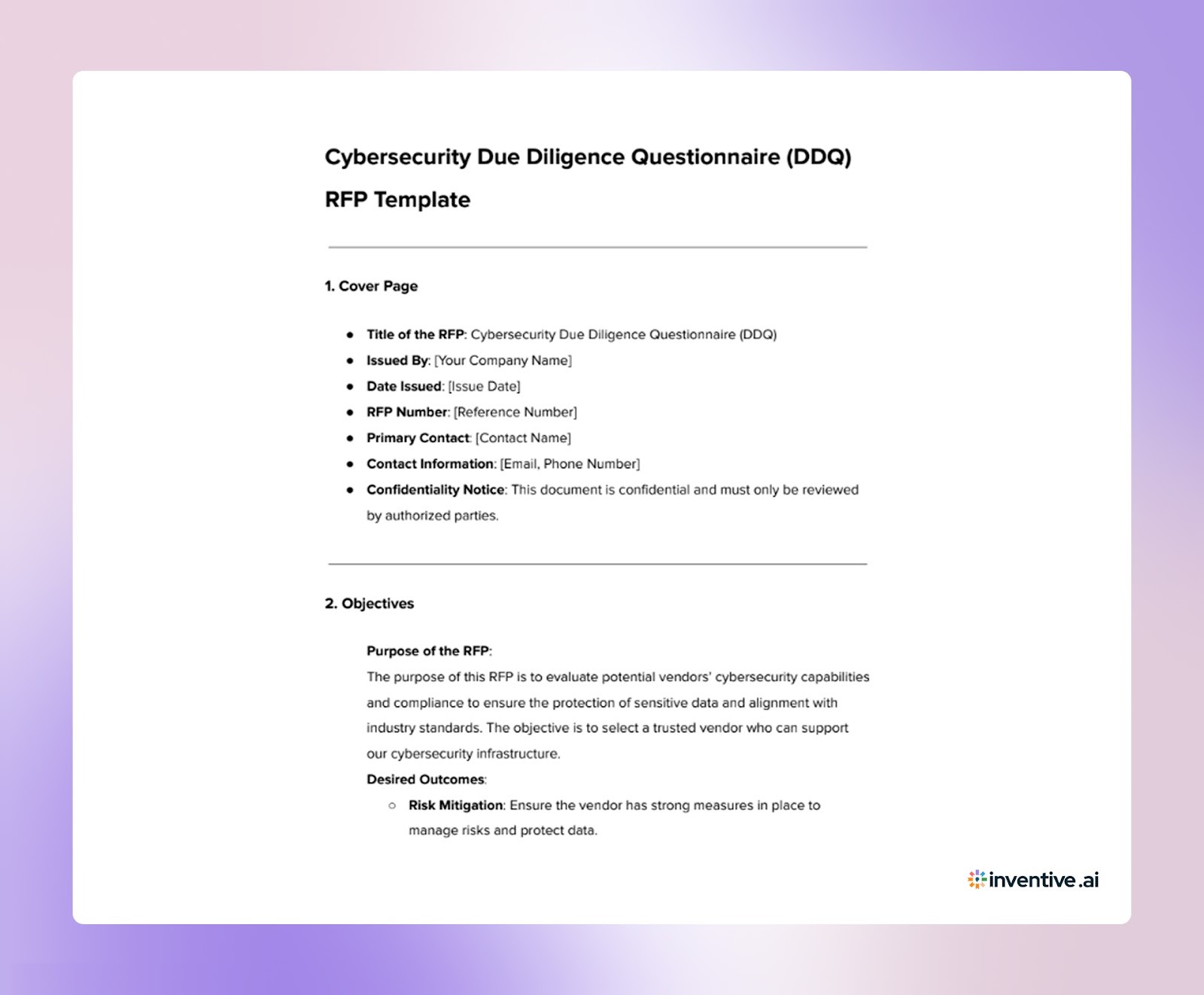 Comprehensive Cyber Security DDQ Template for Effective Risk Management