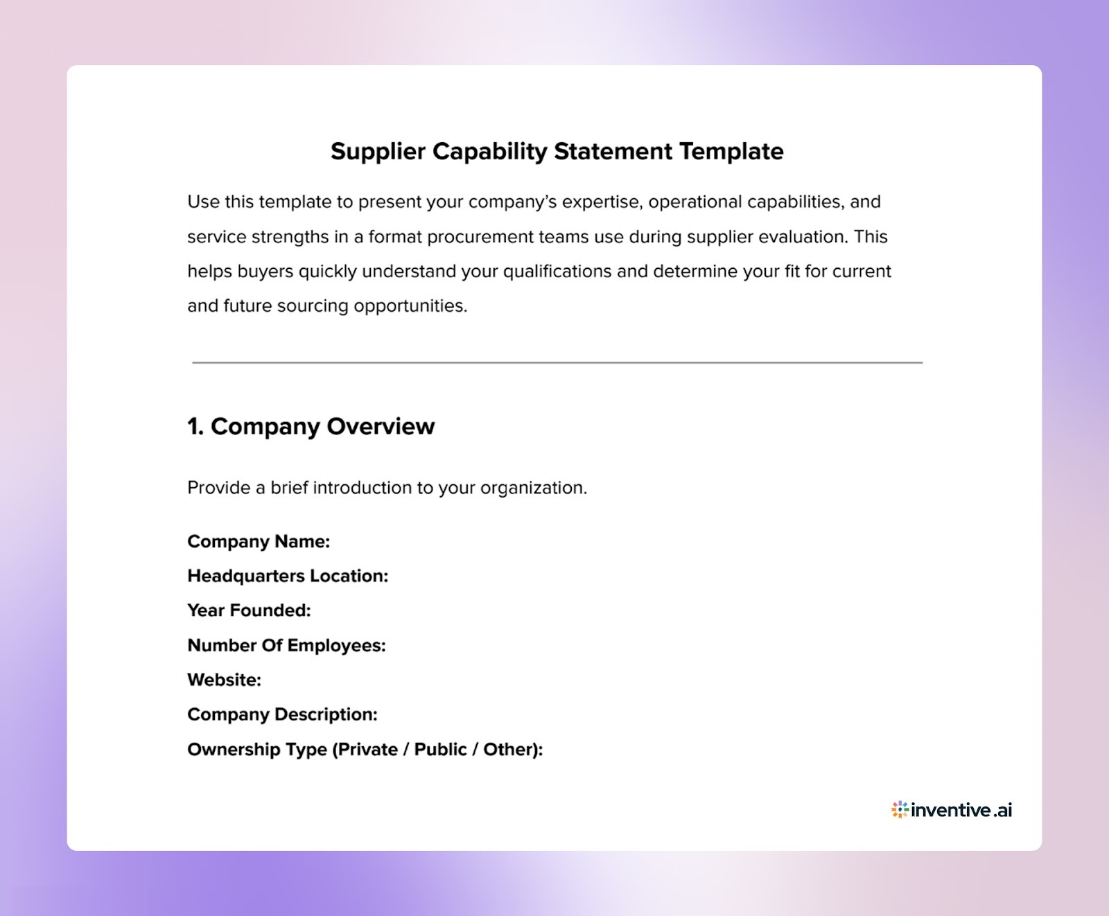 Supplier Capability Statement Template