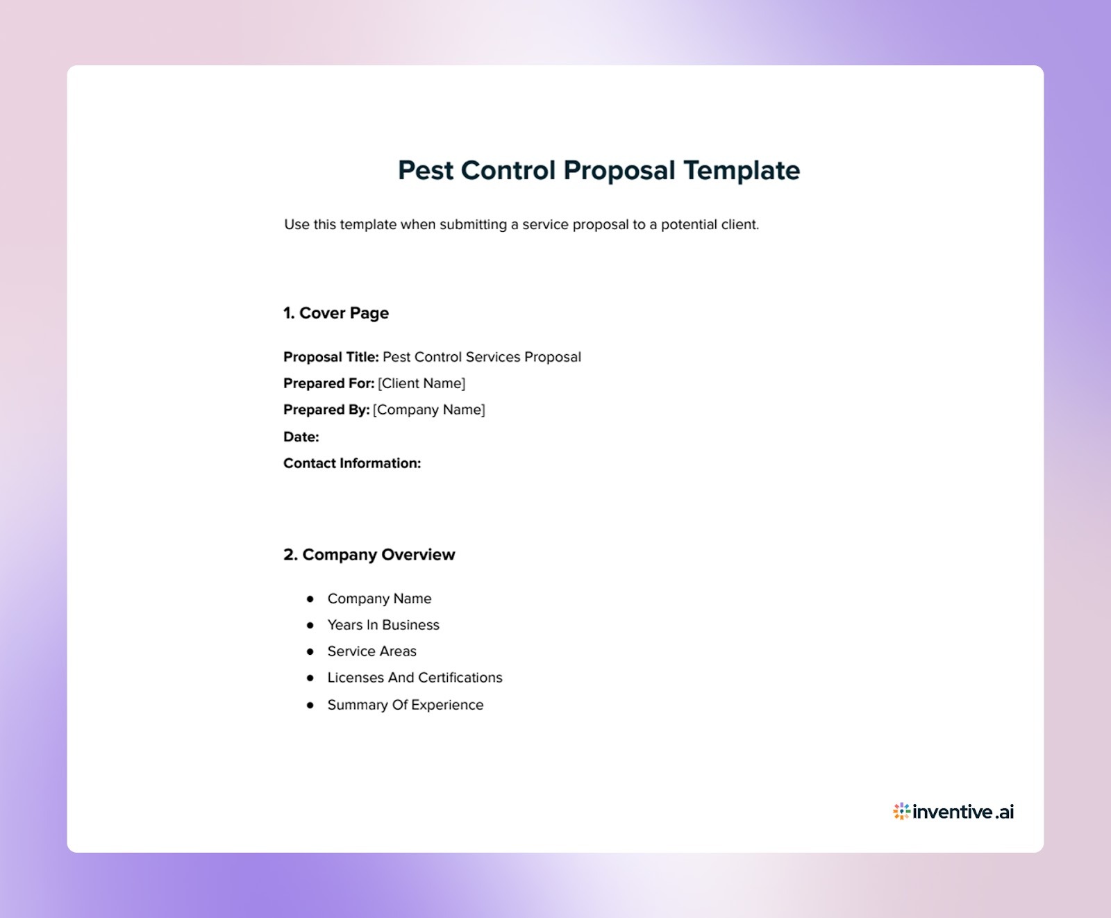 Pest Control Proposal Template