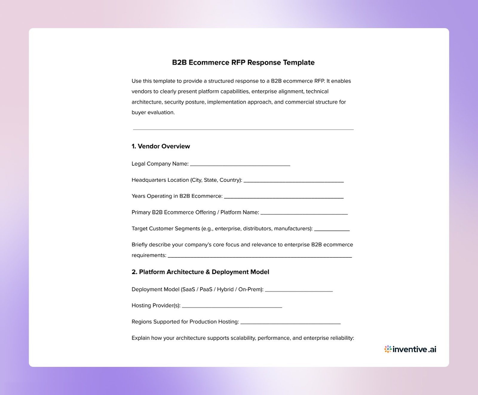 B2B Ecommerce RFP Response Template: Streamlining Vendor Submissions