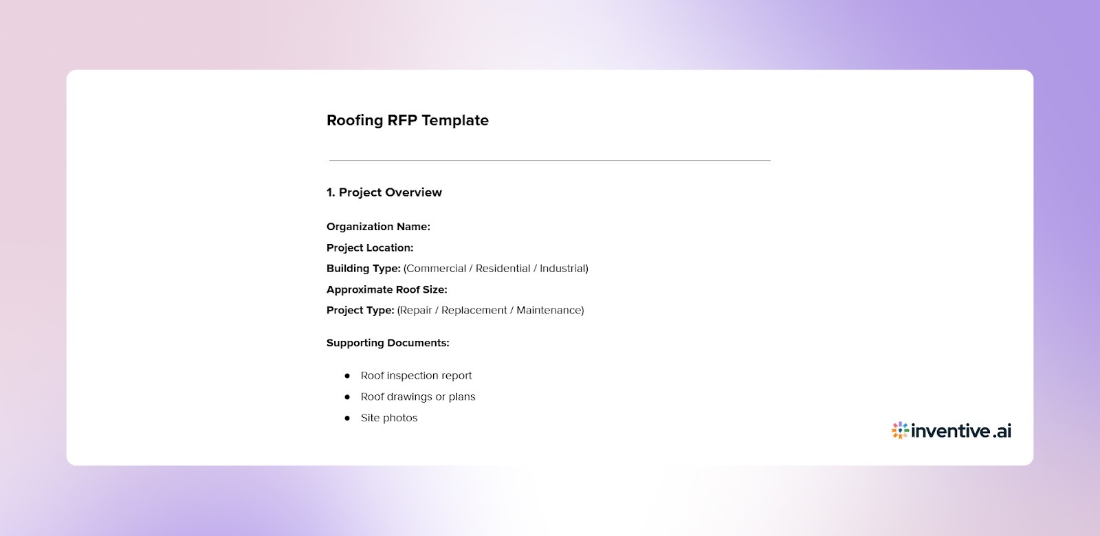 Roofing RFP Template: Structure and Key Sections